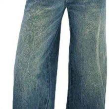 New Women's Casual Vintage Light Blue Denim Jeans High Waist Drawstring Loose Wide Leg Design Ladies Jeans thumbnail-1