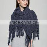 New Design Solid Color Plain Thich Tassel Women Fashion Acrylic Shawl thumbnail-2