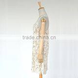 Hot Selling Racer Back Design Cotton Transparent Sleeveless Long Crochet Lace Tops thumbnail-2