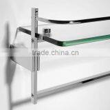 glass display shelf with towel bar