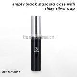 Empty Black Plastic Mascara Cases With Shiny Silver Cap