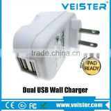 Factory Directly Sell Mini Dual USB Port US Wall Charger with 5V/2.1A Output