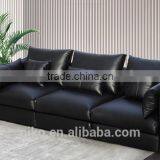 Leather 3-seater solid wood feather sofa