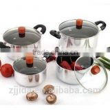 Mirror polished aluminum cookware set with glass lid