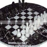 Black Zebra Marble Round Chess Sets for Wholesale