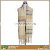 Women's Off-white Soft Thick Tassel Plaid Crocheted Knit Oversized Scarves