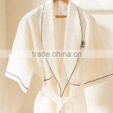 White Hotel Waffle Bathrobe Shawl Collar With Piping Robe