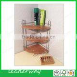 Popular 3-tier Bathroom Bamboo Display Rack With Metal thumbnail-1