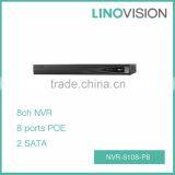 Professional 8CH 1U 2SATA NVR, Support 8 Ports POE thumbnail-1