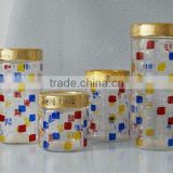round heigh quality 4pcs golden lid glass canister set