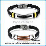 2017 Fashion Custom Logo Genuine Leather Bracelet Custom thumbnail-4
