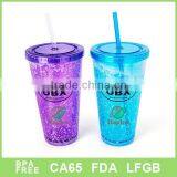 24OZ FDA Approved Colourful Plastic Frosty Straw Mug thumbnail-1
