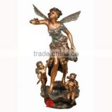 Bronze nude boy angel statue and abstract nude lady fountain