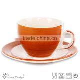Brown Color Ceramic Cup and Saucer Set /handpainted Cup and Saucer 6oz thumbnail-1