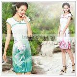 Custom Design Digital Printing Traditional Chinese Cheongsam Dress thumbnail-1