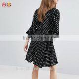 Women Vintage Dresses 2016 Top Quality Petite Polka Dot Fluted Sleeve Dress HSd7247 thumbnail-3