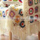 2017 Latest Floral Pattern Mixed Chic Fringed Fancy Hand Crochet Blanket thumbnail-3