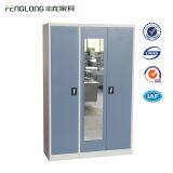 Bedroom Furniture 3 door Metal Wardrobe With Mirror Locker Almirah Steel Storage Cabinet