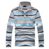 2016 Hot Sale Custom 100% Cotton Long Sleeve Mens Stripe Polo Shirts With Pocket thumbnail-6