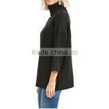 Loose 3/4 Sleeve Acrylic Roll Neck Rib-knit Neckline Fancy Sweaters for Women thumbnail-3