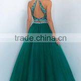 2016 A Line Two Piece Prom Dresses Crystals Tulle Skirt thumbnail-2