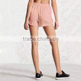 Wholesale Hot Sale Women Roll-tab Elasticized Waist Linen Sport Gym Shorts thumbnail-4