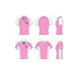 Cotton Female White / Pink Short Sleeve Polo Shirts Customized Sportswear Jersey