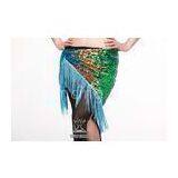 Short Blue Tassel Belly Dancing Hip Scarves In Performance / Practice Wear thumbnail-1