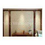 Embossed Vinyl Interior Decorating Wallpaper , Silver and Green Contemporary Wallpaper