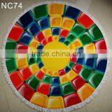 Color Block Round Beach Towel/jkr Muti Design Round Table Towel Shawl Yoga Mat Bath Towel Beach Towels/ Beach Towels