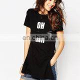 Split Side New Desgin Short Sleeves Long Shirt Cotton Womens T Shirt thumbnail-2
