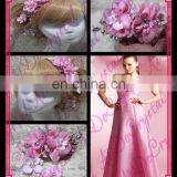 Aidocrystal Bridal Hair Flower Headpiece Wedding Party Women Pink Hair Accessories for Women thumbnail-2