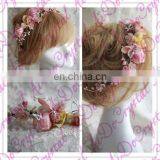 Aidocrystal Beautiful Light Pink Artificial Flowers Tiaras,flower Garland Headband thumbnail-2