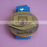 Factory Price Antique Gold Ice Hockey Raised Logo Medal