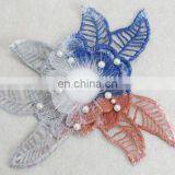 Embroidery Flower With Pearl and Fur Pompom Applique thumbnail-2