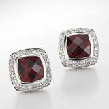 Silver 7mm Garnet Petite Albion Earrings(E-010)