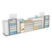 Lepin Cashier Drugstore Shelf Display Rack Pharmacy Drug Display Glass Container Over-the-Counter Western Medicine Counter