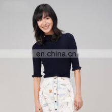 Women Merino Wool Cashmere Spring New Collection Short Sleeves Sweater thumbnail-2