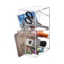 Clear Acrylic Office Desktop Letter Mail Sorter Pen Holder 4 Tiers Pen Organizer thumbnail-3