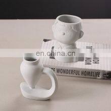 INS Modern Creative Body Shape Girl White Nordic Ceramic Vase Flower Pot Ceramic Ornaments For Home Decor Tabletop thumbnail-4