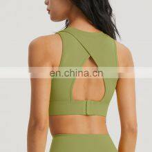 Adjustable High Neck Support Sports Gym Yoga Bra Fixed Pads Workout Running Training Bra Top Athletic Fitness Wear For Women thumbnail-4