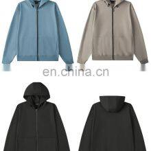 Top Quality Plain Full Zip Up Hooded Collar Oversized Long Sleeve Basic Jacket Coat Pocket Thick Polyester Men's Zipper Hoodies thumbnail-5