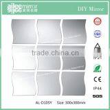 Shaving Mirror With Light Tempered Glass Mirror Wavy Silver Mirror thumbnail-1