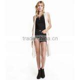 2016 Latest Women Woven Fabric Tie Belt Long Vest HSC9463 thumbnail-2