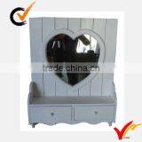 2 Drawers 2 Hooks Solid Wood Retro White Rustic Mirror With Shelf thumbnail-4