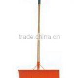 Snow pusher with wooden handle