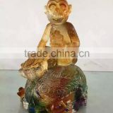 monkey art crafts Chinese liuli colored glass animal 2016 hot sale!