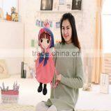 55cm beautiful customized beige stuffed plush Phil doll backpack with pink windbreak&dark blue hood