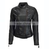 Ladies Black Leather Biker Motorcycle Jacket thumbnail-1