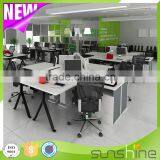 Office Staff Working Table 4 Seating Good Wire Management Metal Table Leg With Modblie Pedestal and CPU Holder thumbnail-6